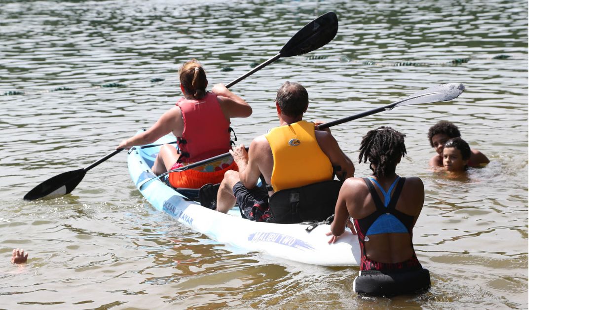 Image of a group of blind kayakers.