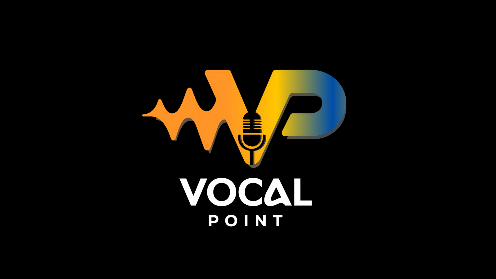 Vocal Point logo on black background.